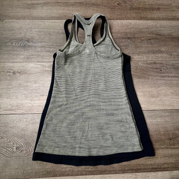 Lululemon (2) Workout Racer Back Tanks Ruffle Hem Gym Running Stretchy - Picture 7 of 7